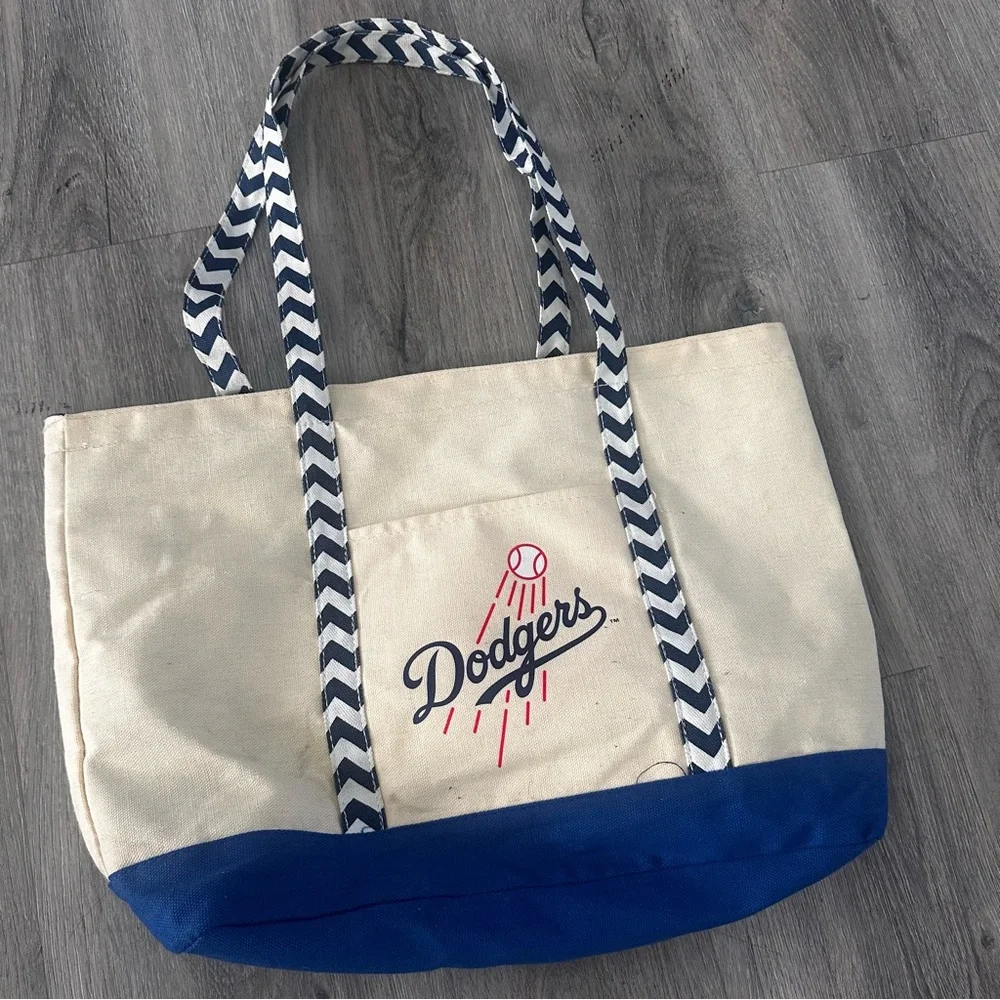 Dodgers Canvas Tote Bag - Cream and Blue